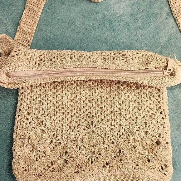 Simply Styled Tan Crochet Shoulder Bag - Picture 2 of 3